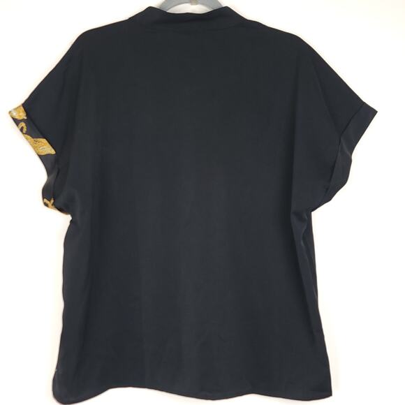 Emory Rose Leopard Print Short Sleeve Button Down Top, Size XLarge - Picture 2 of 8